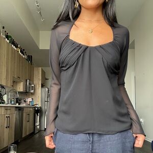 Zara Elegant Black Sheer Women's Top